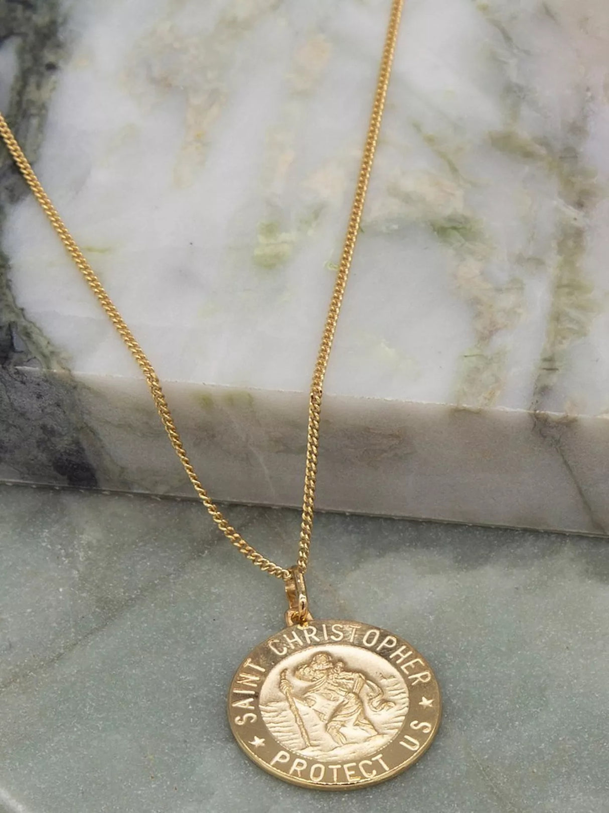 IBB 9ct Solid Yellow Gold St Christopher Unisex Adult Pendant Necklace 51cm