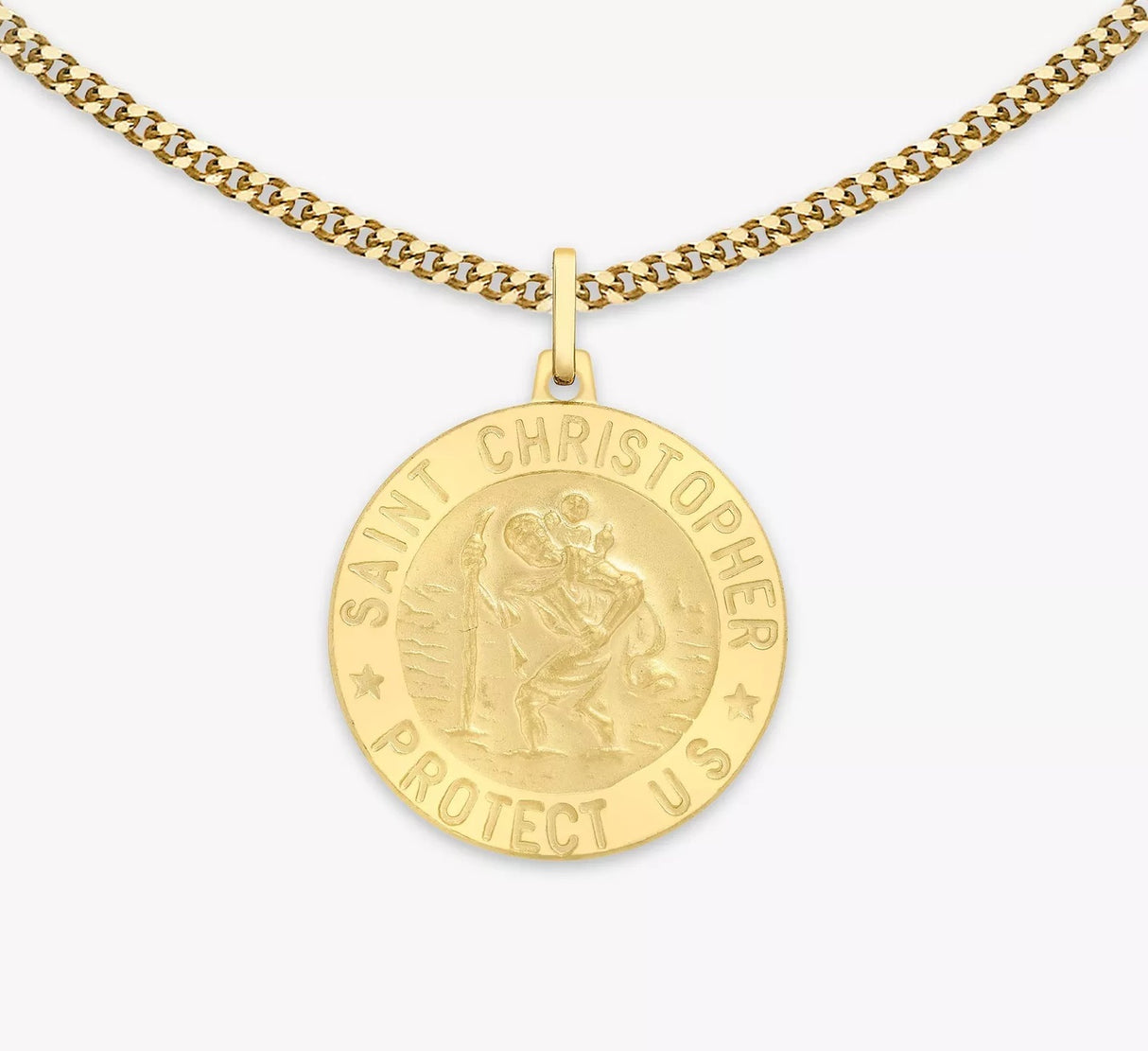 IBB 9ct Solid Yellow Gold St Christopher Unisex Adult Pendant Necklace 51cm
