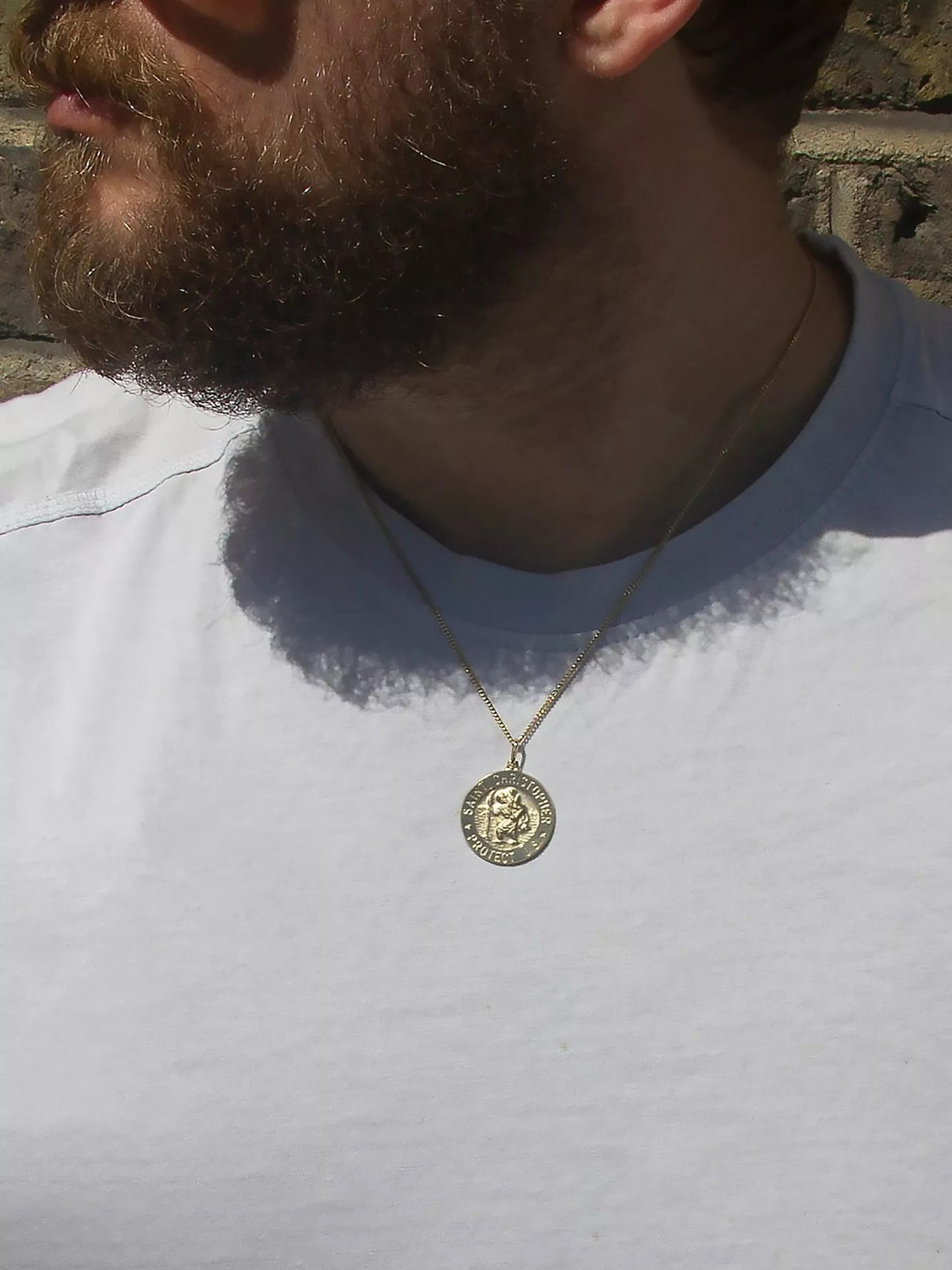 IBB 9ct Solid Yellow Gold St Christopher Unisex Adult Pendant Necklace 51cm