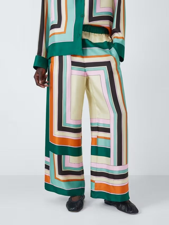 Weekend MaxMara Women's Ottavo Stripe Pure Silk Trousers - Multi - UK 10