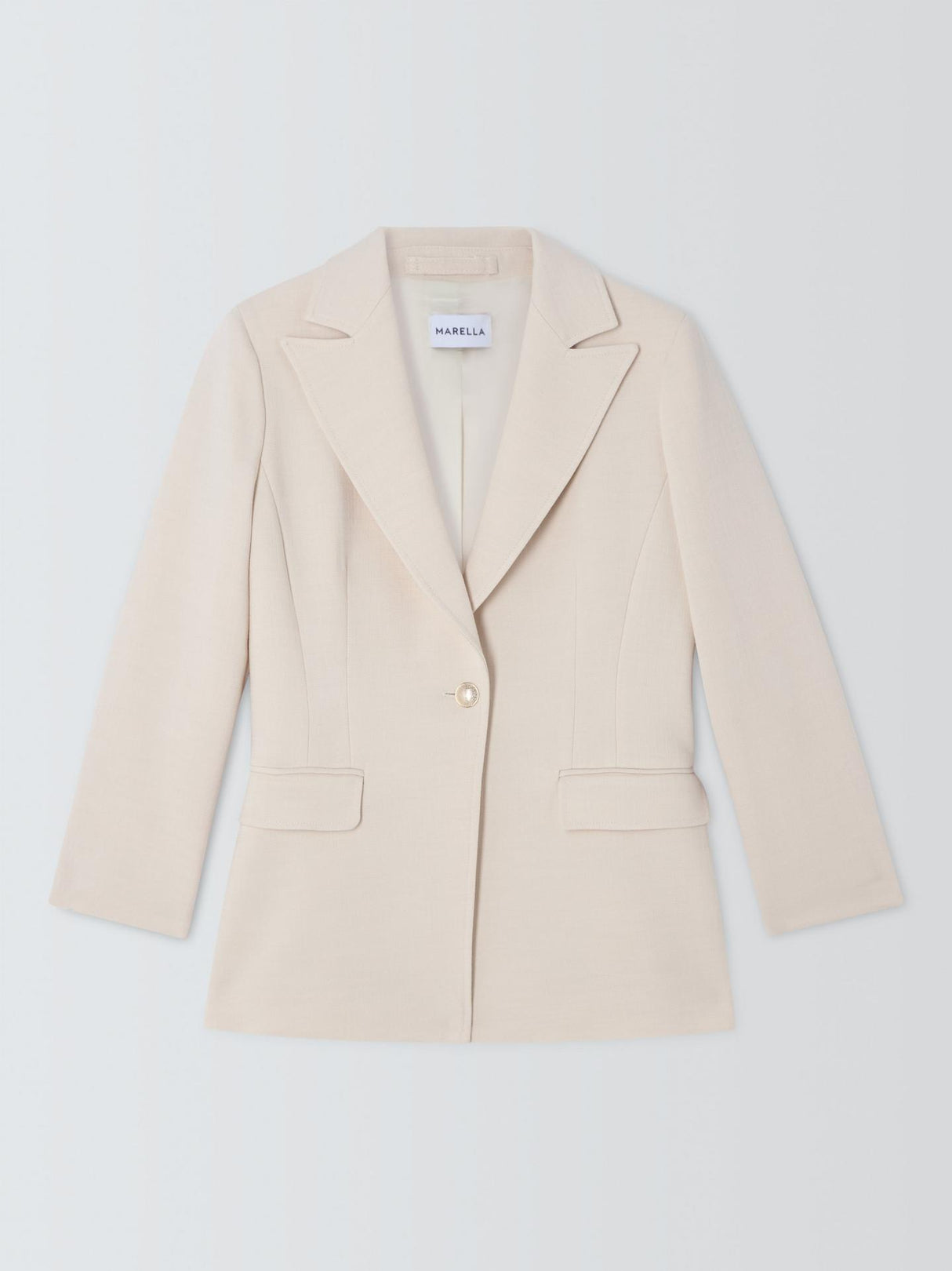 Marella Sacca Womens Regular Tailored V-Neck Lined Blazer White - Size 12