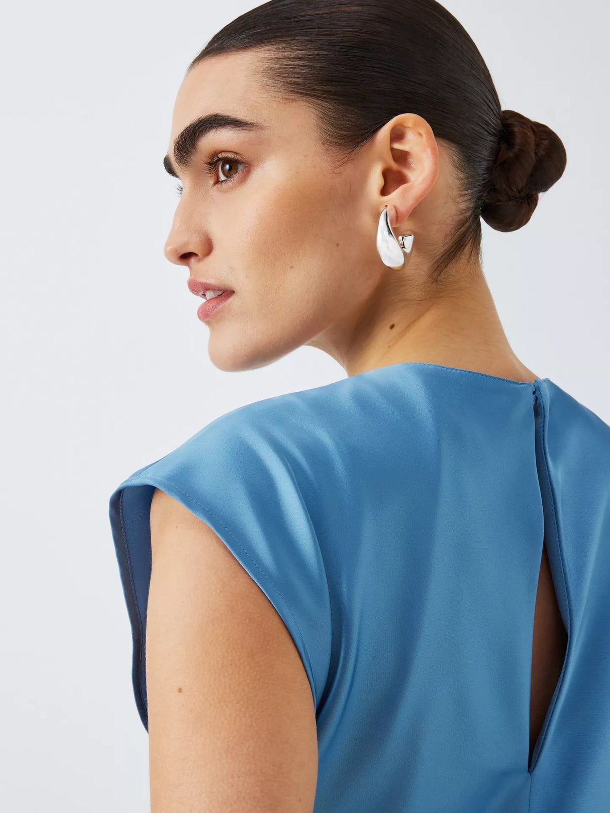 Marella Dina Sleeveless Crew Neck A-Line Midi Dress - Dust Blue - UK 12