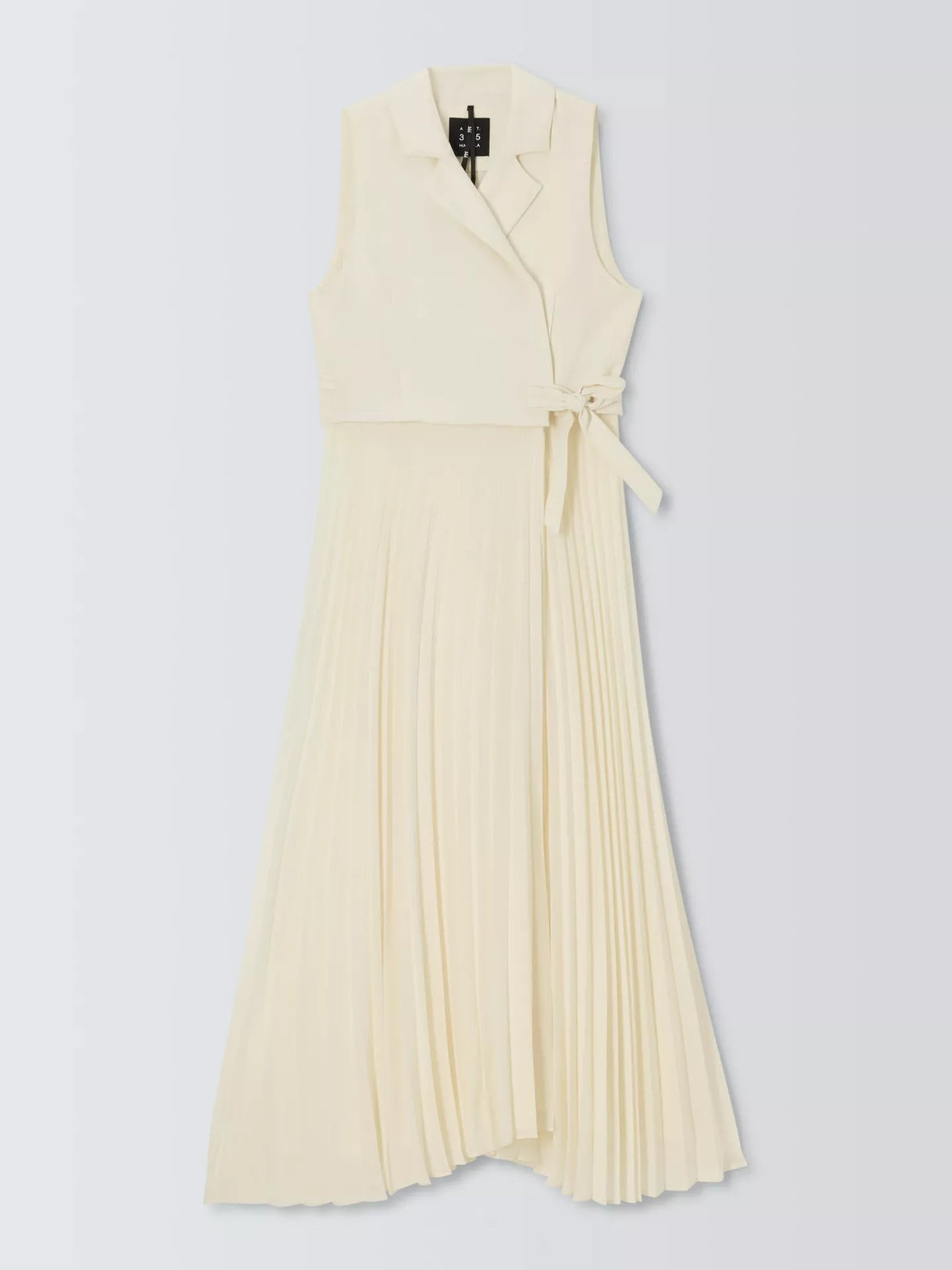 Marella Statua Lapel Collar Sleeveless Pleated Maxi Dress - Wool White UK 16