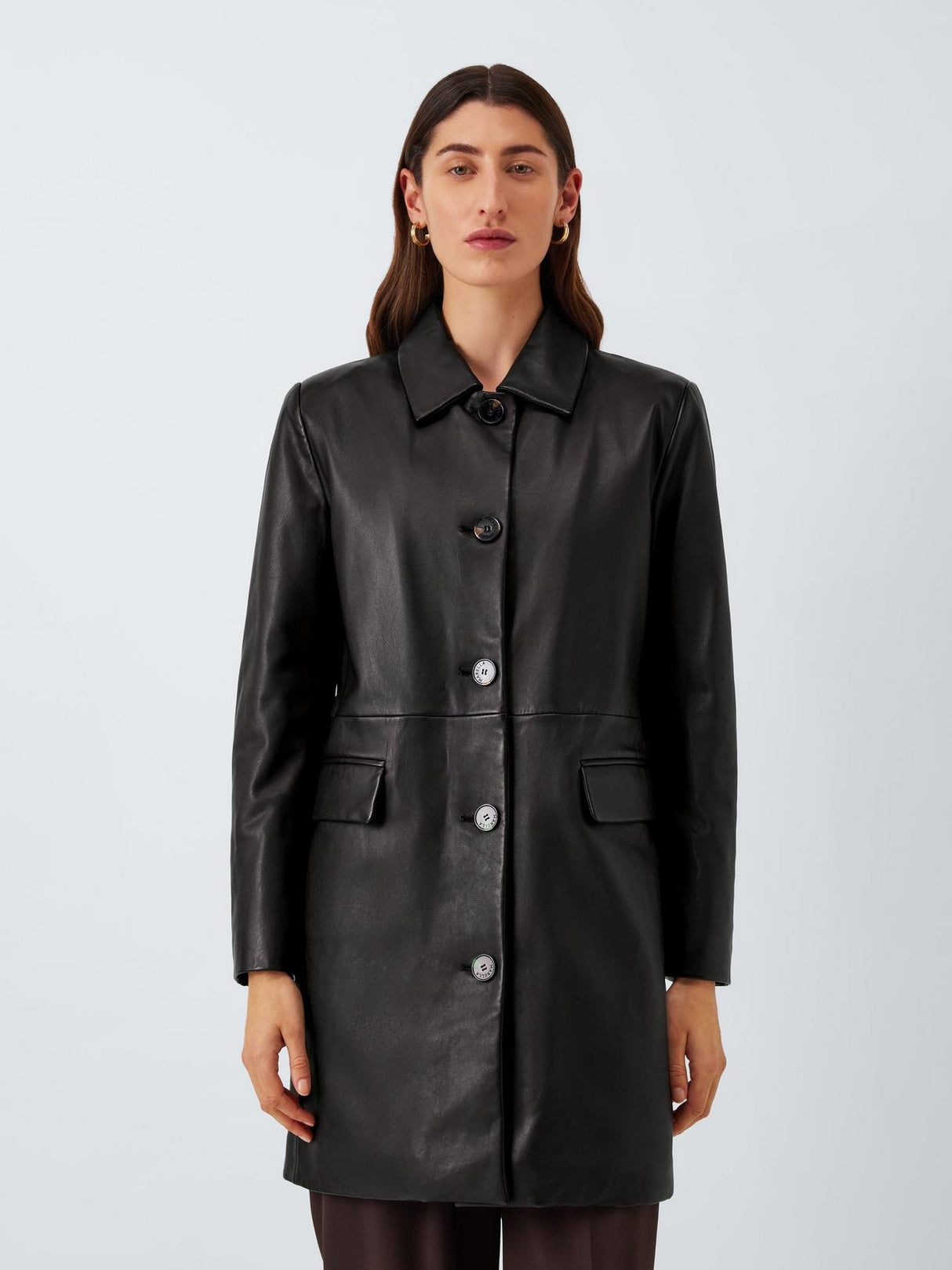 Marella Palombo Womens Regular Fit Smart Sheep Leather Coat Size 6 - Black