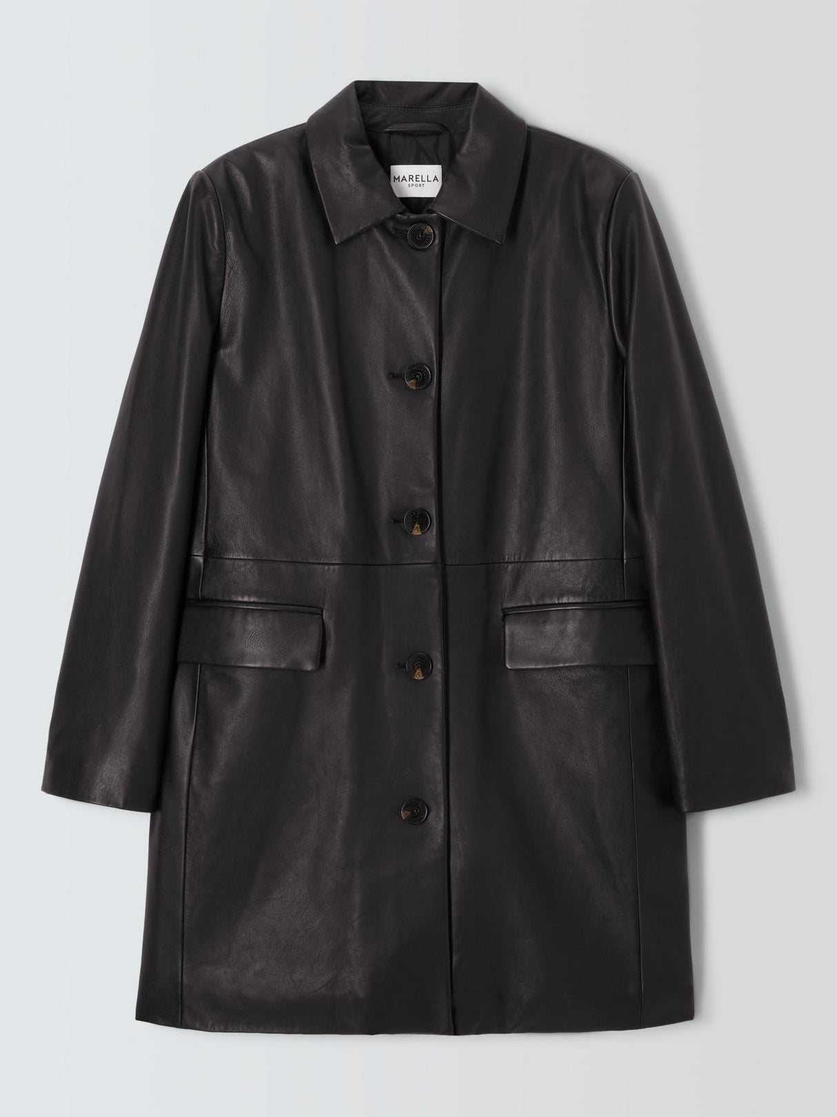 Marella Palombo Womens Regular Fit Smart Sheep Leather Coat Size 6 - Black