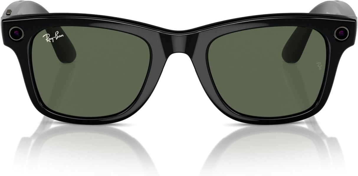 Meta Ray-Ban Meta Wayfarer Unisex Smart Sunglasses - Shiny Black/G15 Green
