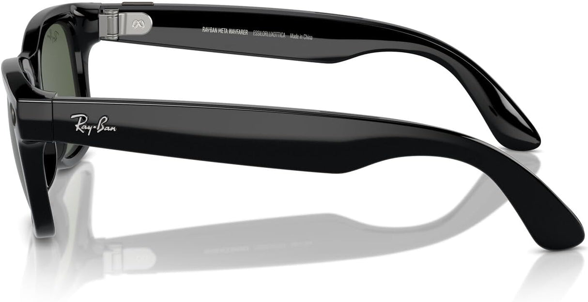 Meta Ray-Ban Meta Wayfarer Unisex Smart Sunglasses - Shiny Black/G15 Green