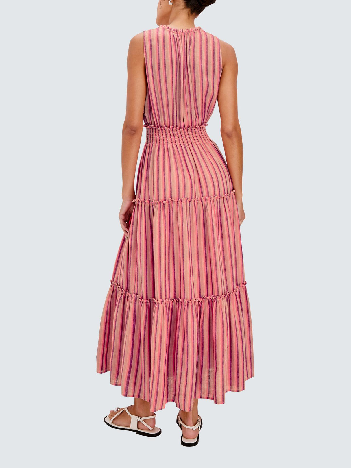 Rails Loulou Cabana Stripe Womens Linen Blend Rich Dress Pink Multi - Size M