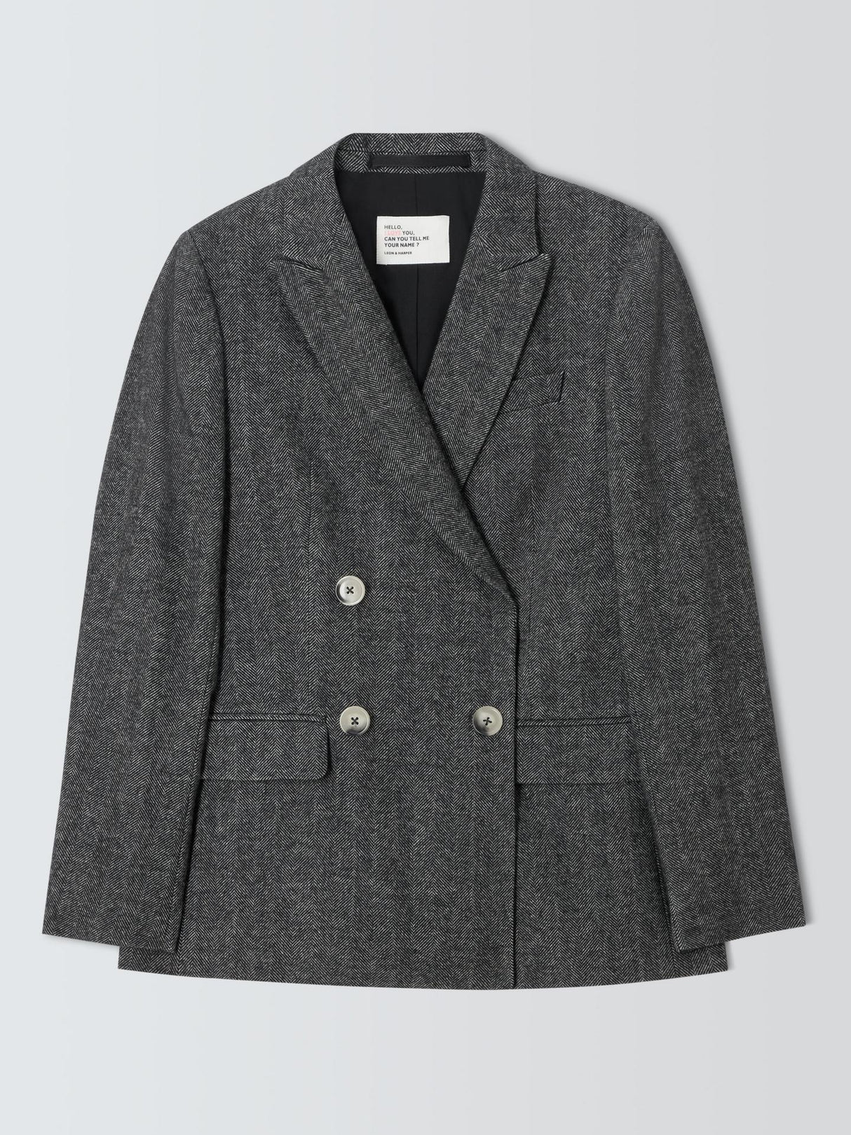 Leon & Harper Volverte Chevron Stripe Double Breasted Blazer Grey - Size M