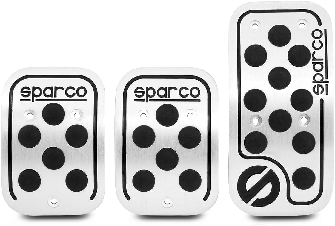 Sparco Racing SPC0406BK 3 Parts Universal Aluminium Pedal Pad Set - Silver