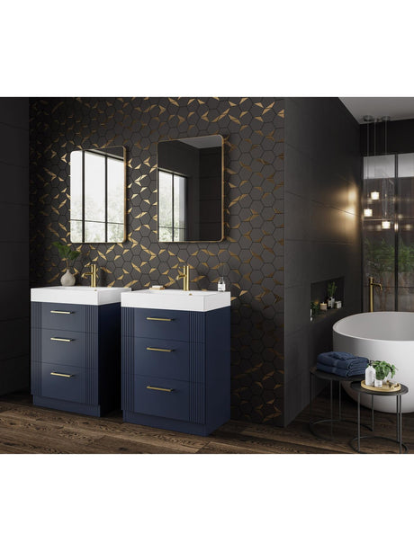 hib. Fusion Curve Bathroom Wall Mirror Brushed Brass H60 x W40 x D2.50cm