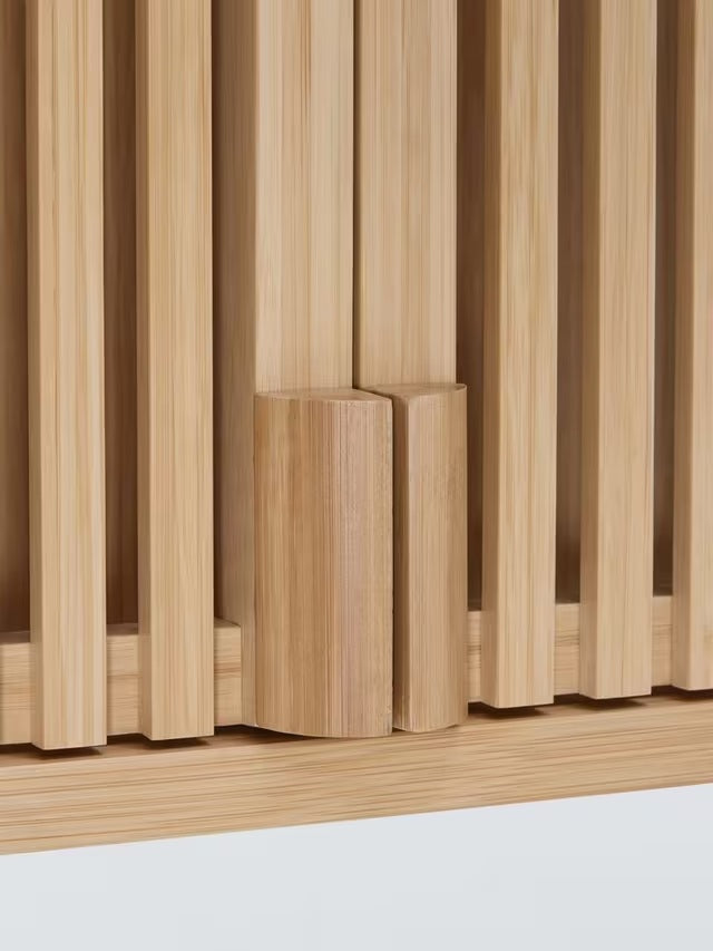 John Lewis Slatted Bamboo Bathroom Wall Cabinet with Towel Rail - Natural