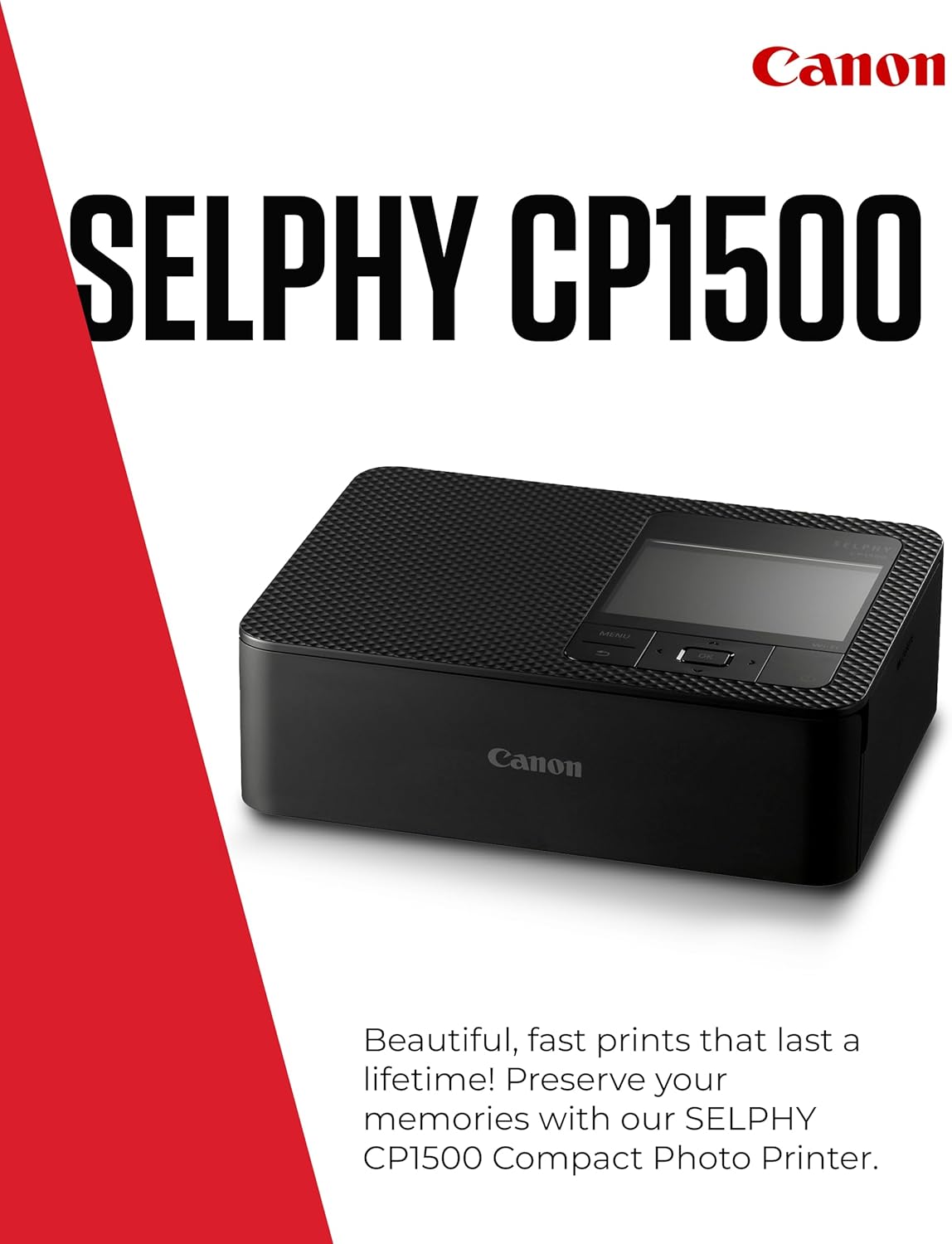 Canon SELPHY CP1500 3.5'' Display Wireless Portable Photo Printer - Black