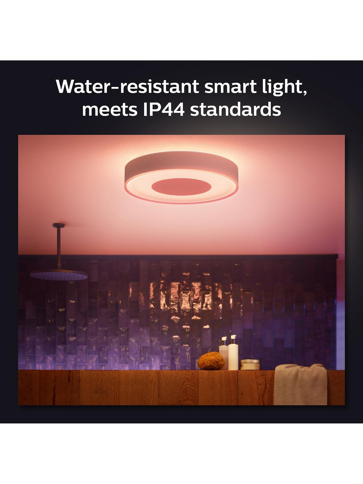 Philips Hue Colour Ambiance Xamento LED Smart Bathroom Ceiling Light - Large