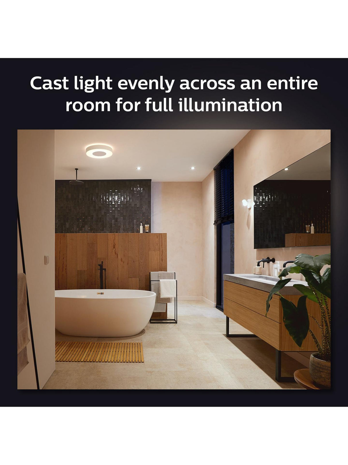 Philips Hue Colour Ambiance Xamento LED Smart Bathroom Ceiling Light - Large