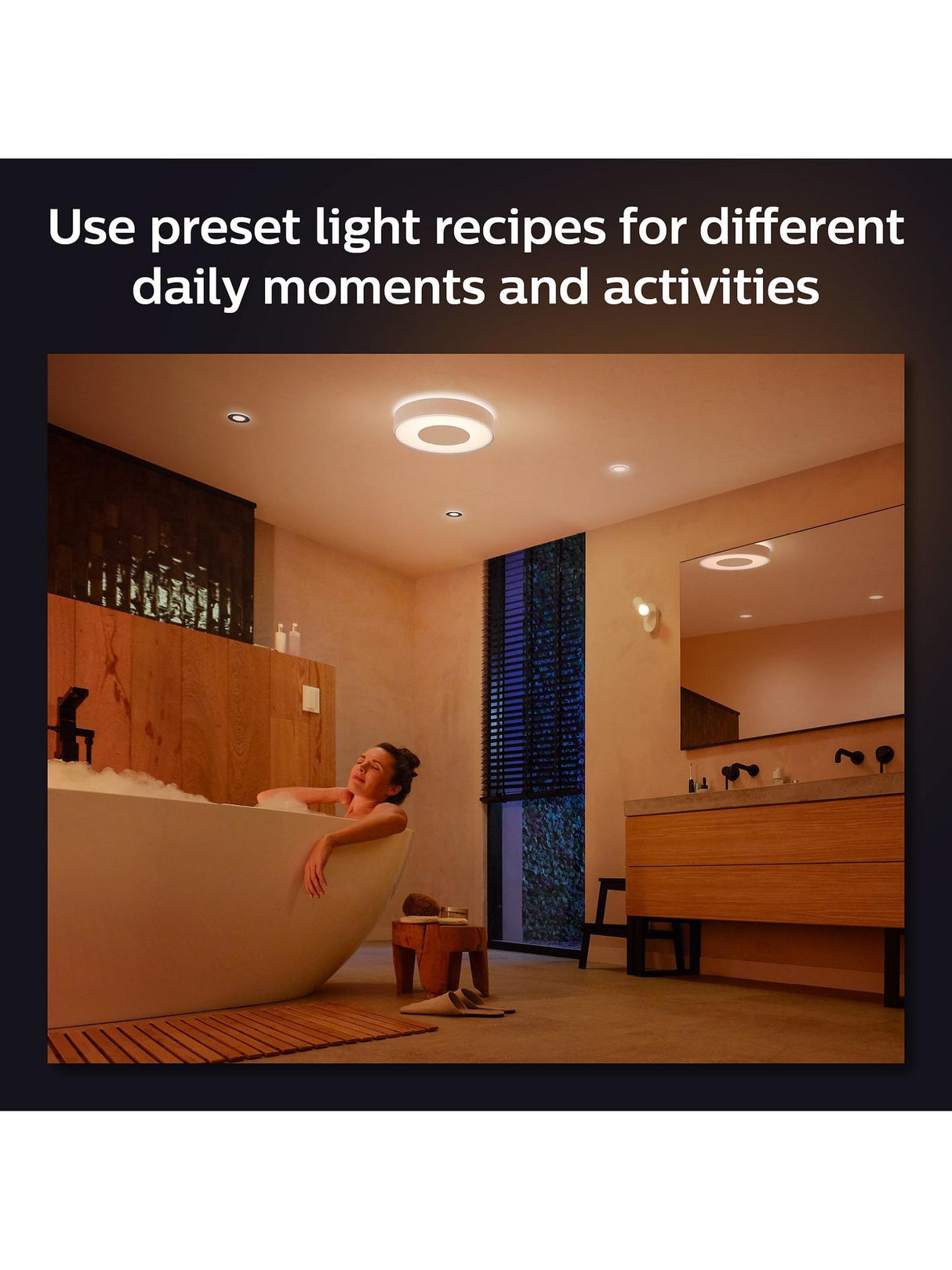 Philips Hue Colour Ambiance Xamento LED Smart Bathroom Ceiling Light - Large