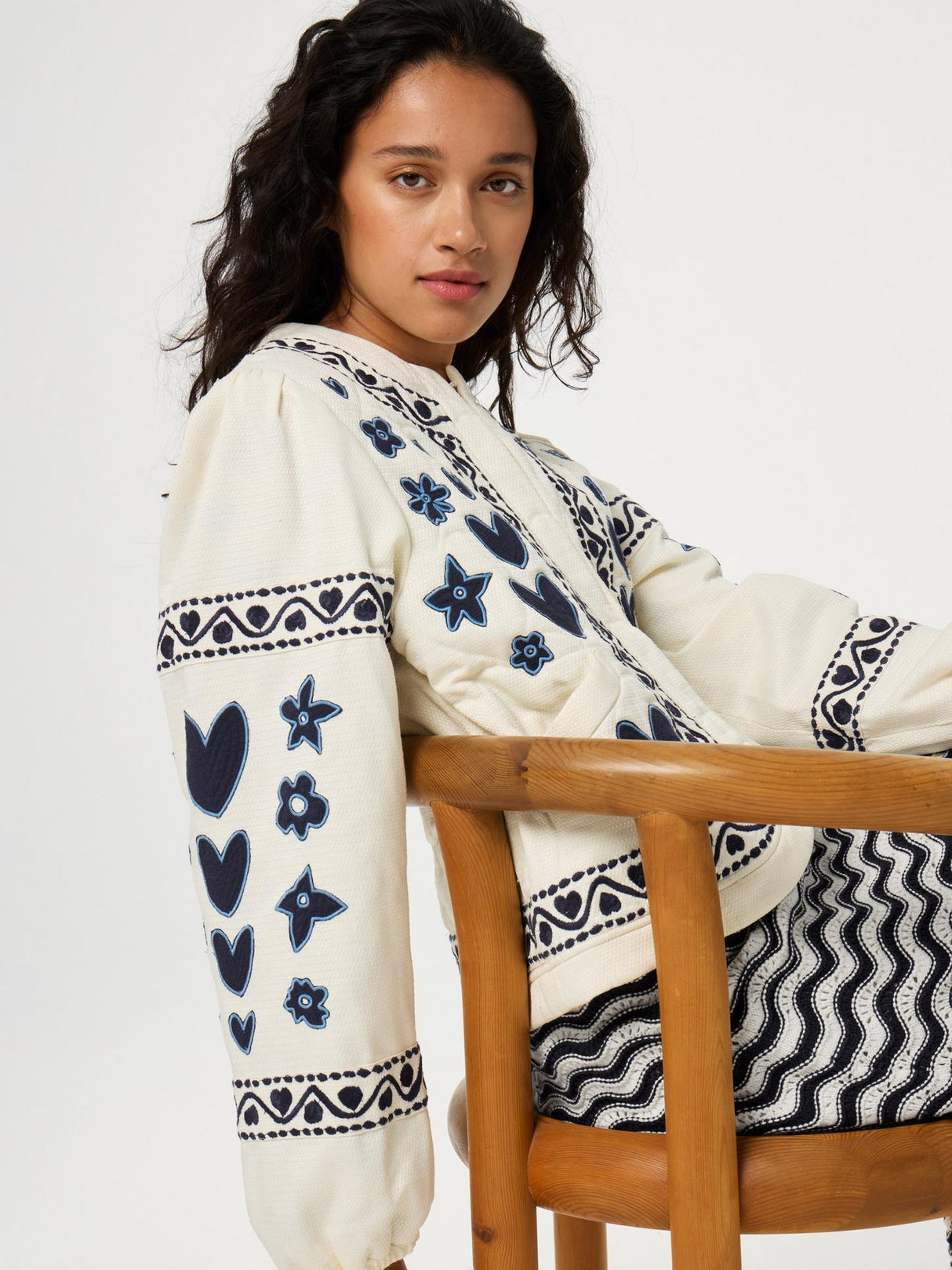 Fabienne Chapot Womens Simon Padded Tie Dye Jacket Warm White - Size Medium