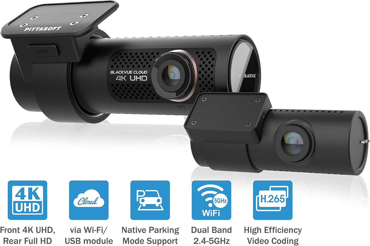 BlackVue DR900X-2CH 32GB 4k Ultra HD GPS Front & Rear Car Dashcam - Black