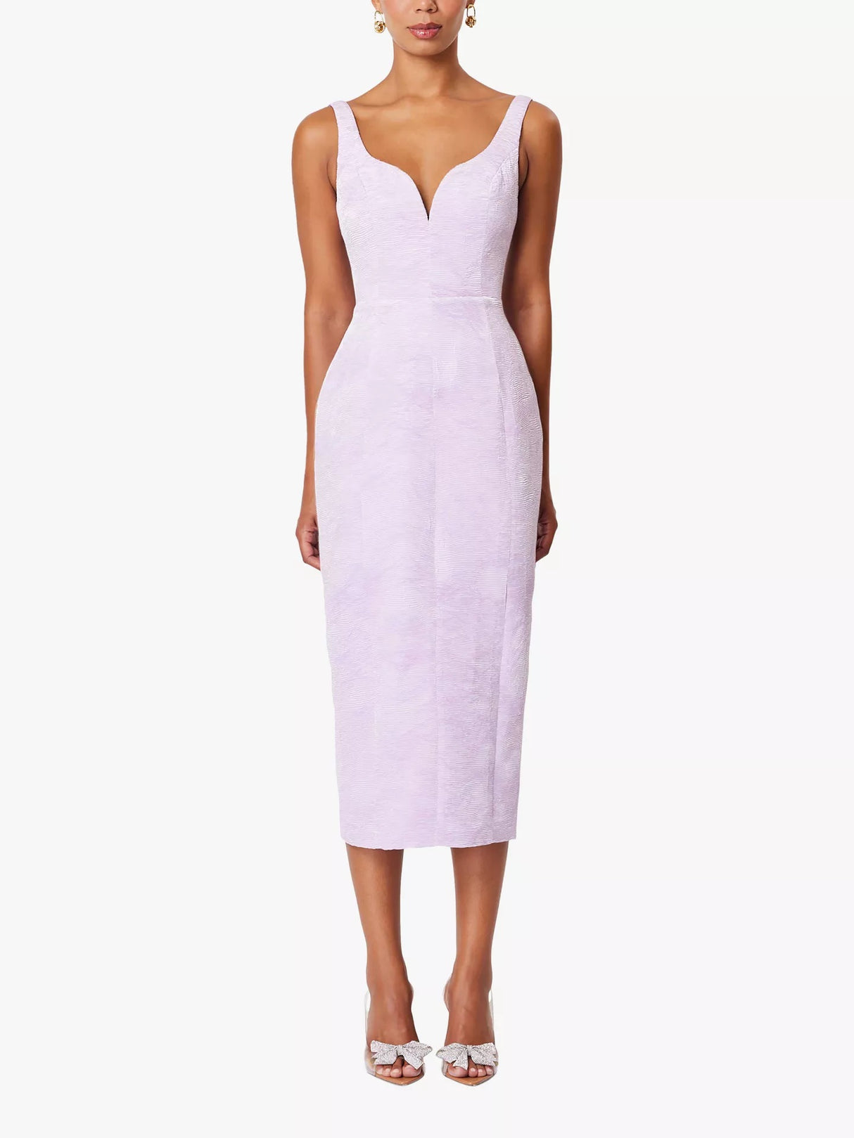 Elliatt Dasher Sweetheart Neck Sleeveless Bodycon Midi Dress - Lilac - Large
