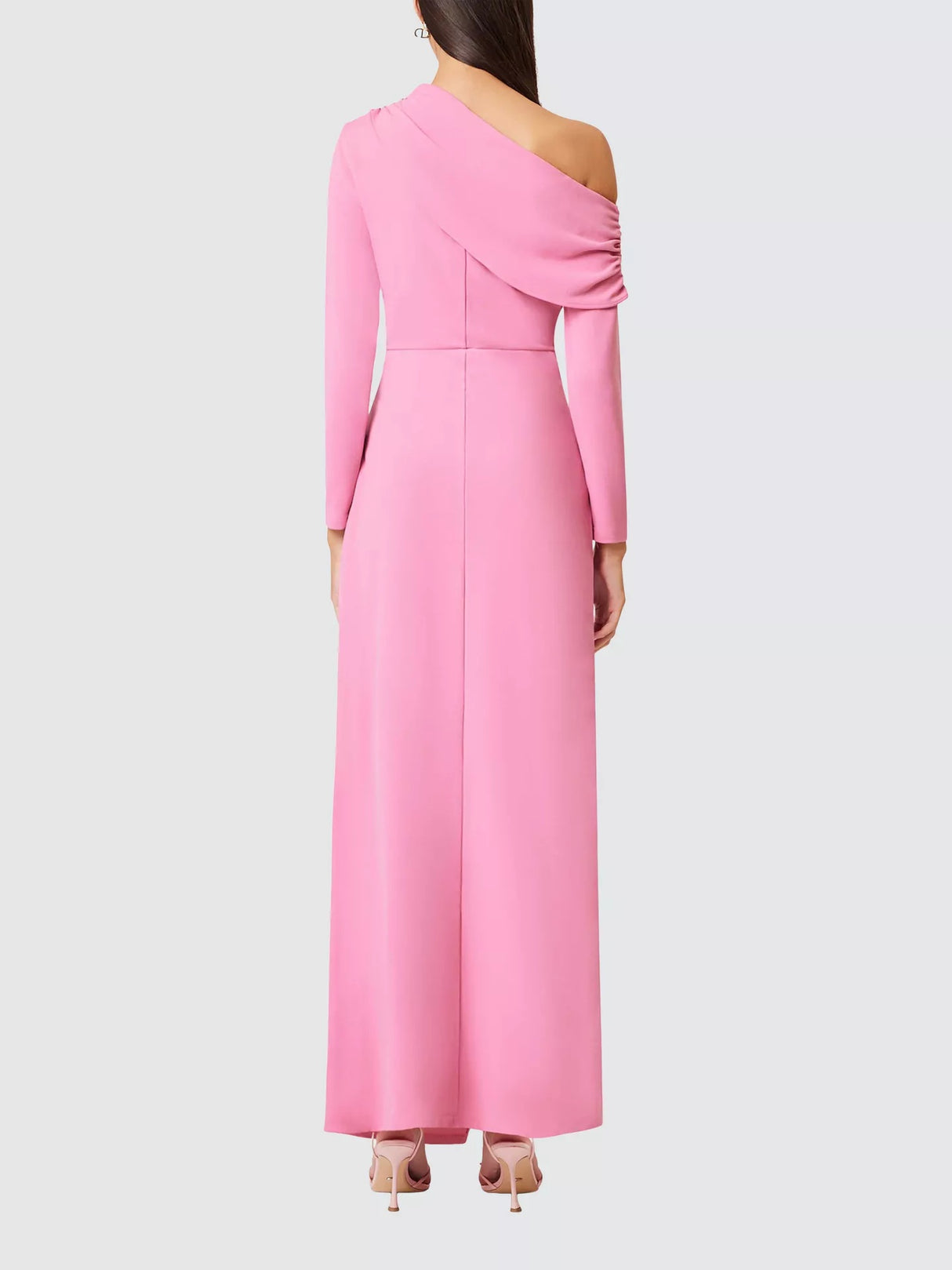 Elliatt Jamie Asymmetric A-Line Long Sleeve Thigh Split Pink Maxi Dress - M