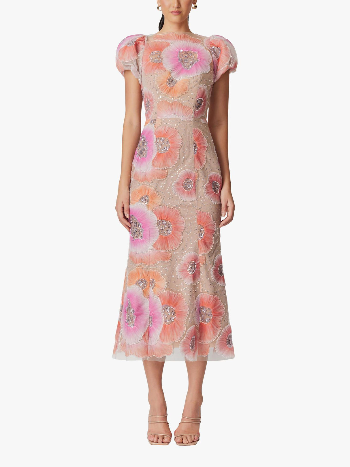 Elliatt Brittany Womens Embellished Polyester Floral Midi Dress Multi Size M