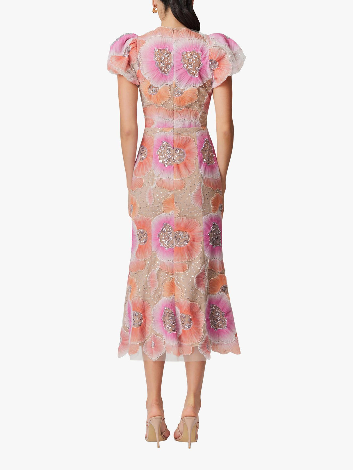 Elliatt Brittany Womens Embellished Polyester Floral Midi Dress Multi Size M