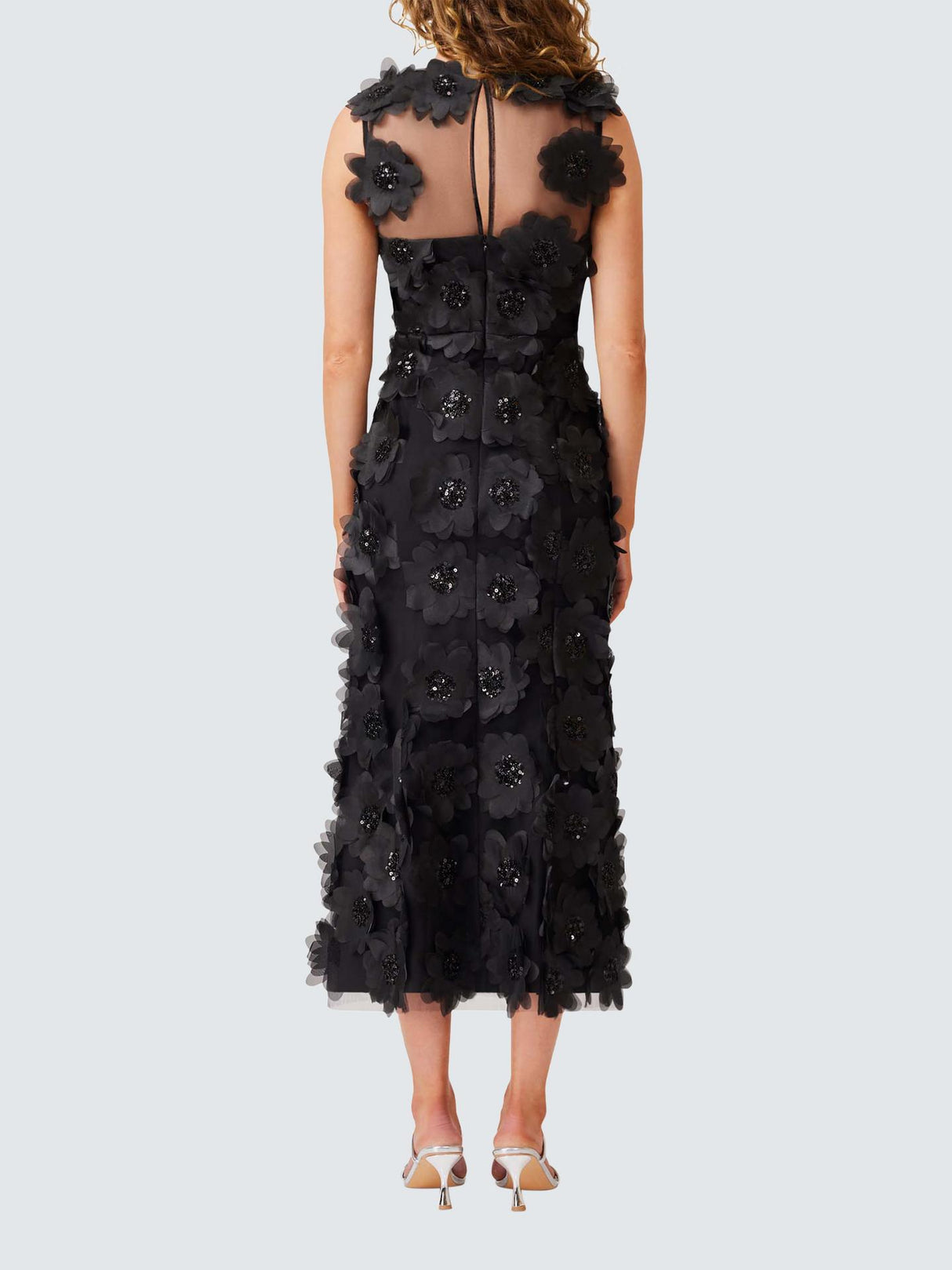 Elliatt Womens Cherry Blossom Polyester 3D Flower Dress Black - Size Medium