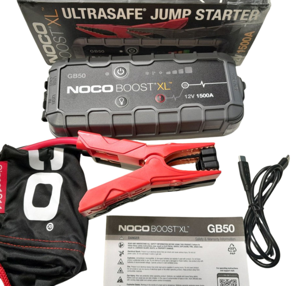 NOCO Boost XL GB50 1500Amp Ultra Safe Jump Starter With Type C To C Cable