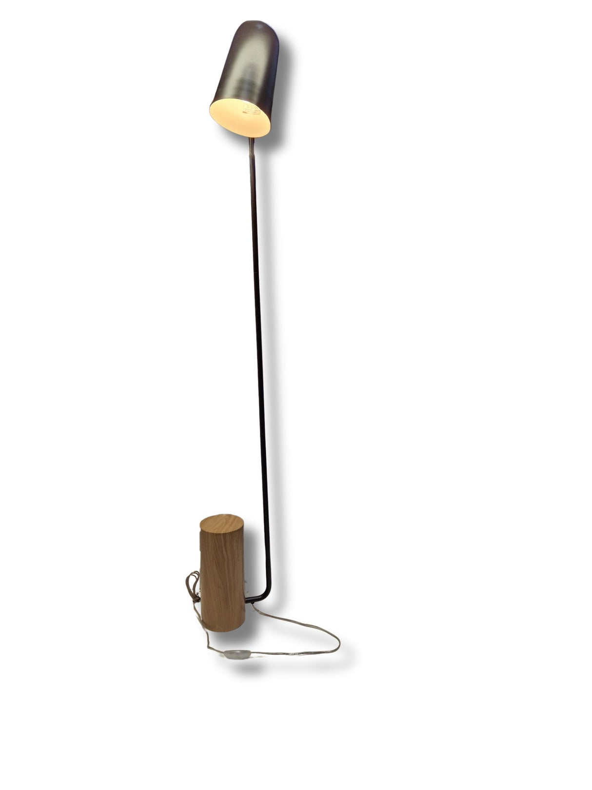 West Elm Liam Wood Base Modern Decorative Metal Floor Lamp H149cm - Black