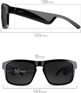 BOSE Frames Tenor Rectangular Polarized Bluetooth Audio Sunglasses - Black - Kazoop 