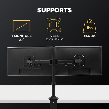 Fellowes Reflex Dual Arm Tilt & Swivel 27" Flat Screen Monitor Desk Mount - Kazoop 