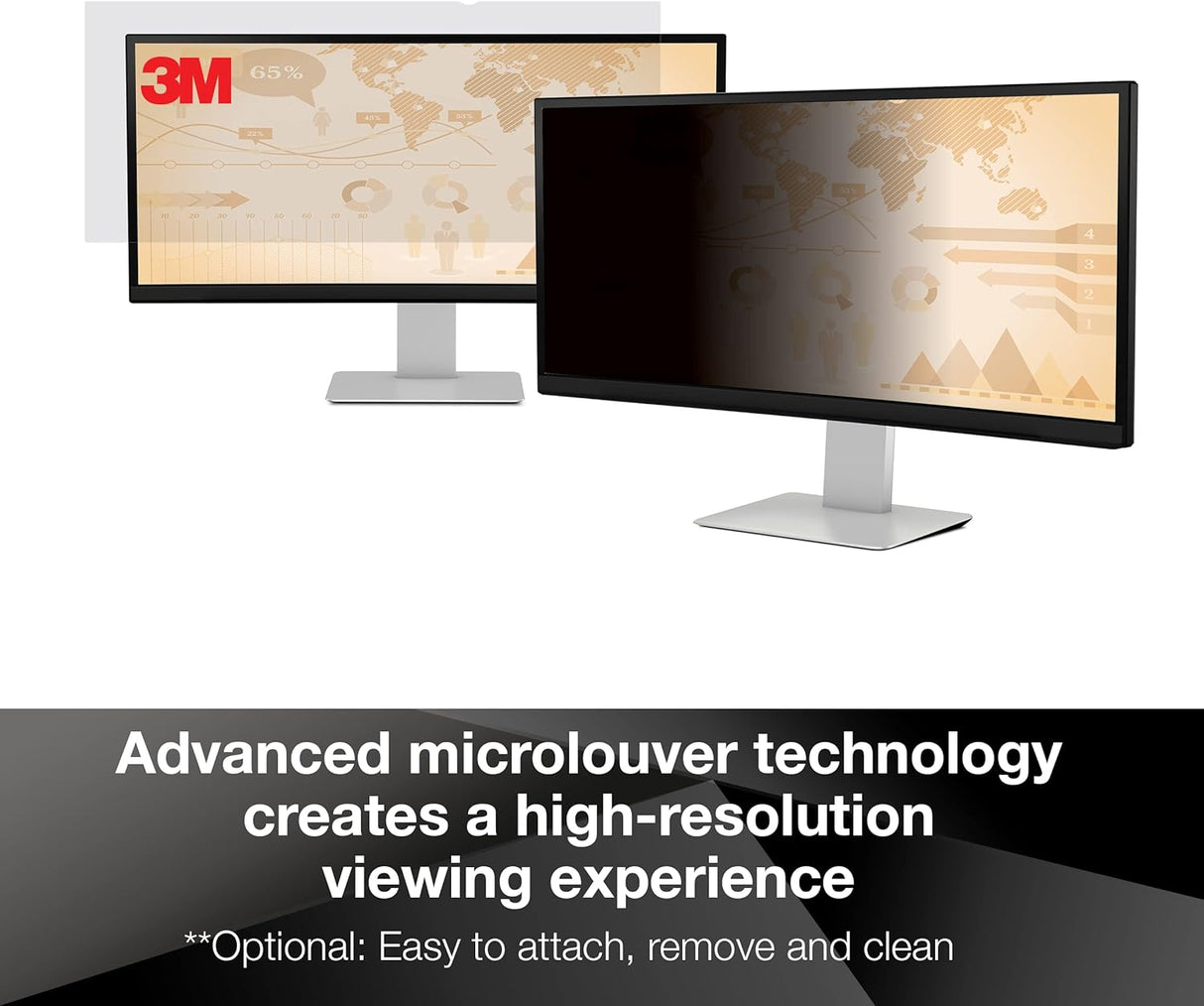 3M Display Privacy Filter for 28in Widescreen Monitor 16:9 - Black - Kazoop 