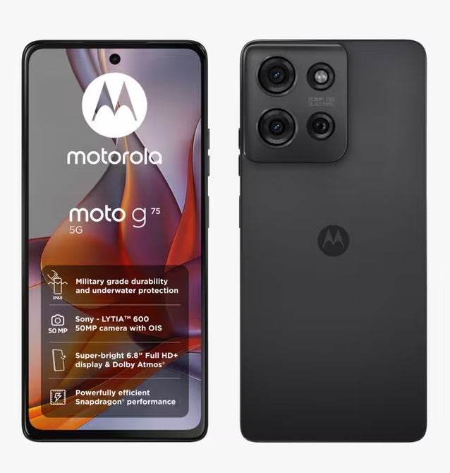 Motorola Moto G75 6.78'' 5G Smartphone 8+256GB Unlocked SIM-Free - Charcoal - Kazoop 