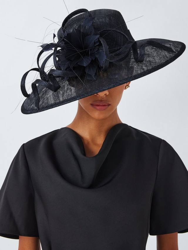 John Lewis Hailey Woven Downturn Brim Hat Womens Decorative - Navy