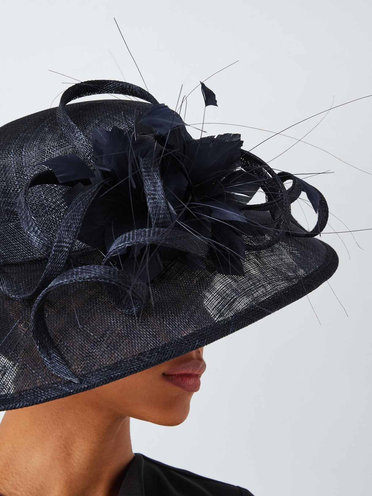 John Lewis Hailey Woven Downturn Brim Hat Womens Decorative - Navy
