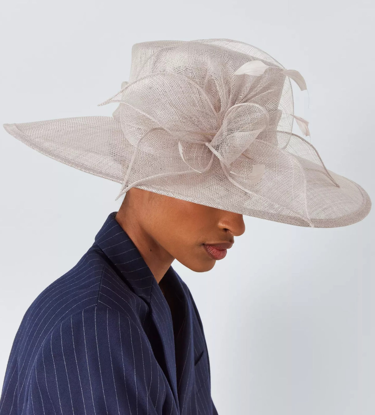 John Lewis Ladies Sofia Formal Occasion Wide Brim Abaca Bow Hat - Pearl