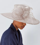 John Lewis Ladies Sofia Formal Occasion Wide Brim Abaca Bow Hat - Pearl