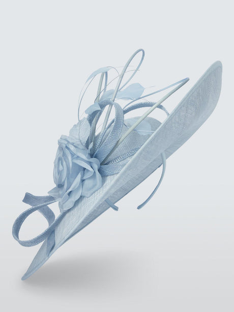 John Lewis Penelope Large Upturn Flower & Quill Occasion Fascinator - Blue