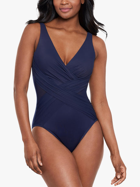 Miraclesuit Illusionists Crossover with Mesh Swimsuit One-Piece Midnight  16