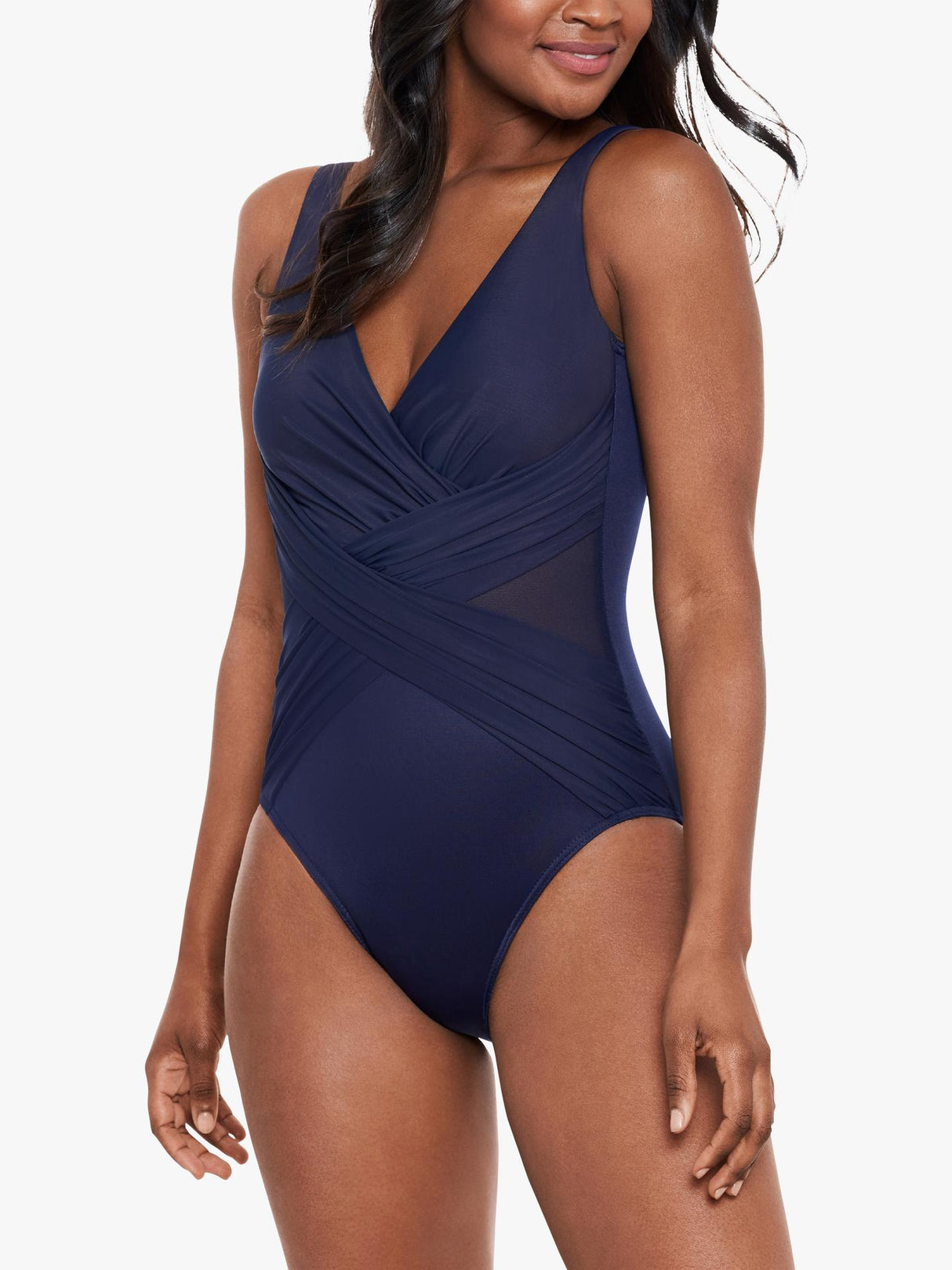 Miraclesuit Illusionists Crossover with Mesh Swimsuit One-Piece Midnight  16