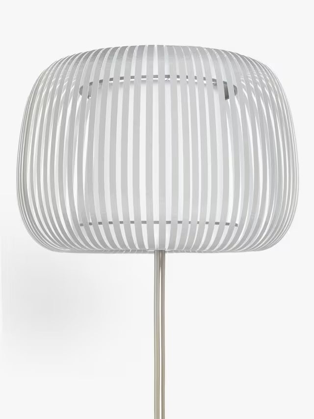 John Lewis Harmony Ribbon Shade New Base Floor Lamp H163cm - Grey/Chrome