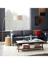 West Elm Overarching Non-Dimmable Nickel Floor Lamp With Drum Shade - White