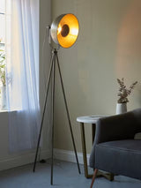 John Lewis Millhouse Metal Tripod Floor Lamp H159cm - Antique Brass/Pewter