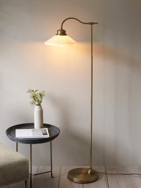 John Lewis Tula Opaline Freestanding Floor Lamp H140cm - Matte Antique Brass