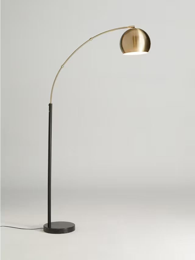 John Lewis Hector Arched Metal Dome Floor Lamp H210cm -  Antique Brass/Black