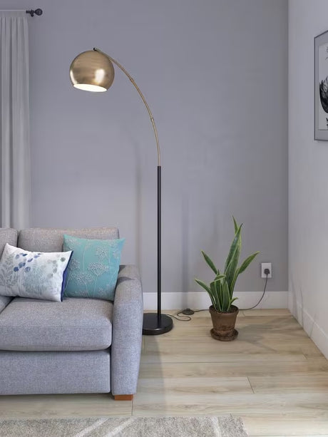 John Lewis Hector Arched Metal Dome Floor Lamp H210cm -  Antique Brass/Black