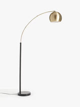 John Lewis Hector Arched Metal Dome Floor Lamp H210cm -  Antique Brass/Black