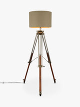 John Lewis Tommy Foot Switch Large Drum Shade Tripod Floor Lamp - Natural