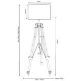 John Lewis Tommy Foot Switch Large Drum Shade Tripod Floor Lamp - Natural