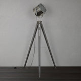 John Lewis Jules Drum Shape Wood Marine Head Steel Tripod Floor Lamp Silver